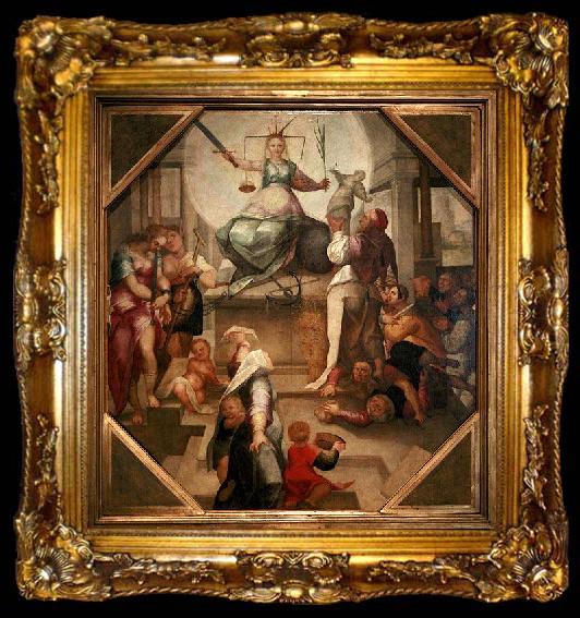 framed  Sienese school Alegory of Justice, ta009-2